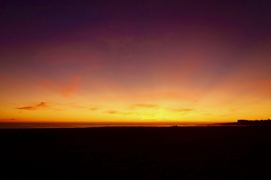 Sunset over Praia de Carcavelos, the closest beach to Lisbon